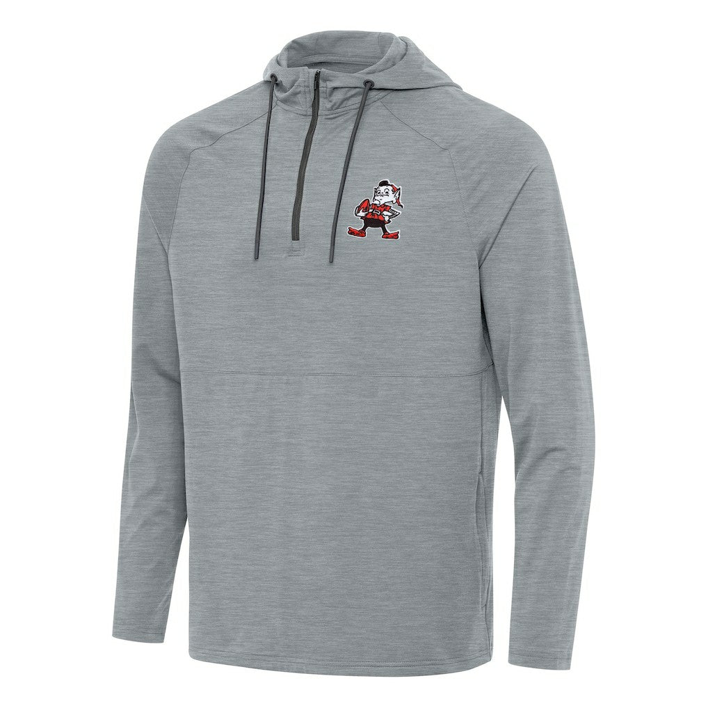 Cleveland Browns Antigua Spikes Quarter-Zip Pullover Hoodie - Heather Gray Hoodies