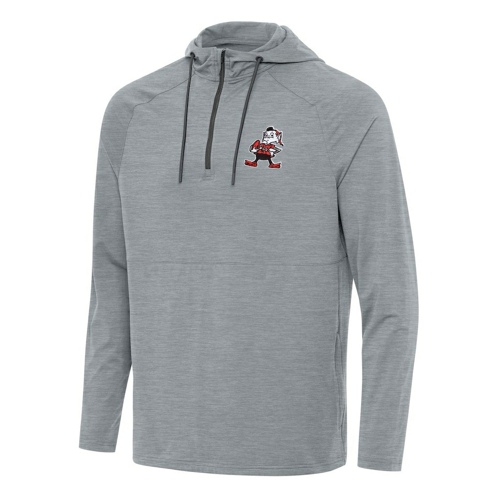 Cleveland Browns Antigua Spikes Quarter-Zip Pullover Hoodie - Heather Gray Hoodies