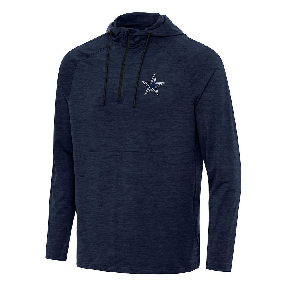 Dallas Cowboys Antigua Spikes Quarter-Zip Pullover Hoodie - Heather Navy Hoodies
