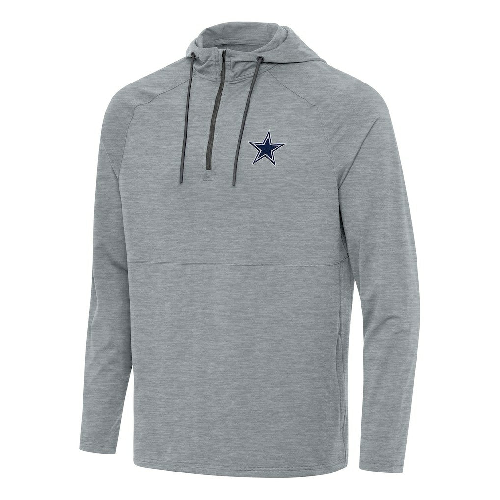 Dallas Cowboys Antigua Spikes Quarter-Zip Pullover Hoodie - Heather Gray Hoodies