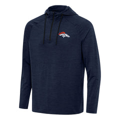 Denver Broncos Antigua Spikes Quarter-Zip Pullover Hoodie - Heather Navy Hoodies