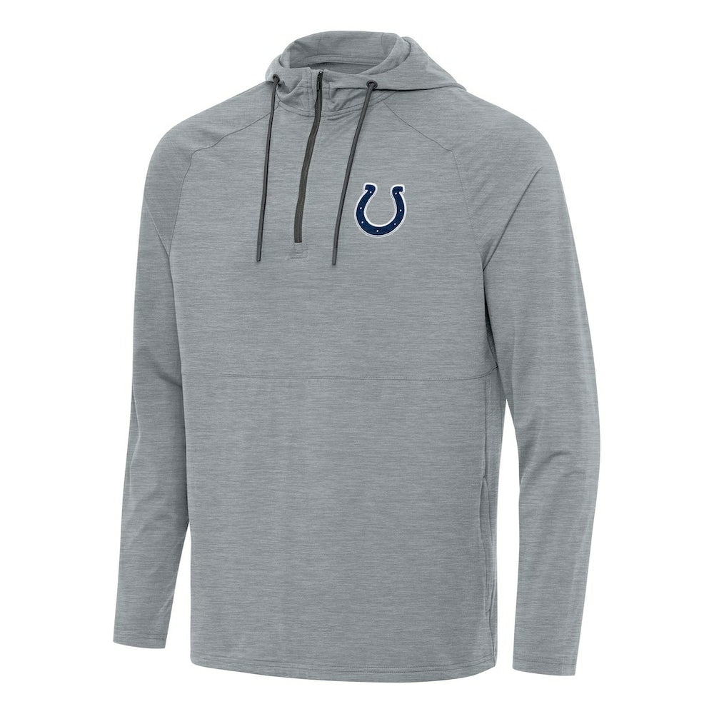 Indianapolis Colts Antigua Spikes Quarter-Zip Pullover Hoodie - Heather Gray Hoodies