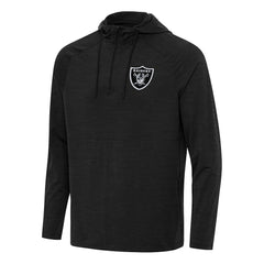Las Vegas Raiders Antigua Spikes Quarter-Zip Pullover Hoodie - Heather Black Hoodies