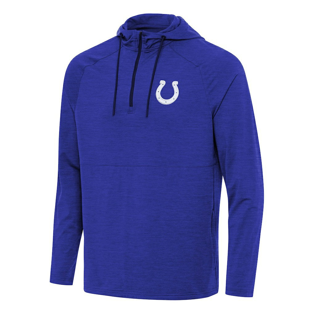 Indianapolis Colts Antigua Spikes Quarter-Zip Pullover Hoodie - Heather Royal Hoodies