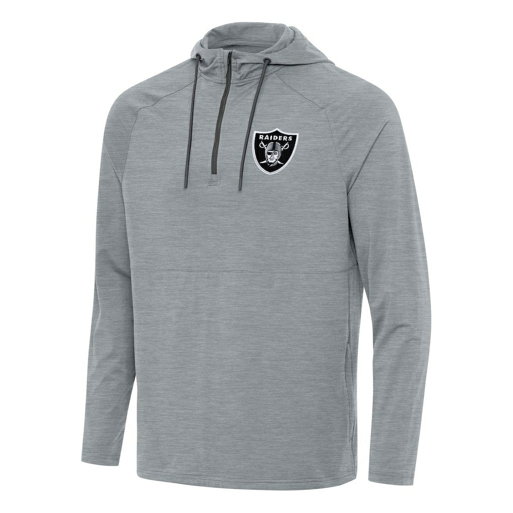 Las Vegas Raiders Antigua Spikes Quarter-Zip Pullover Hoodie - Heather Gray Hoodies