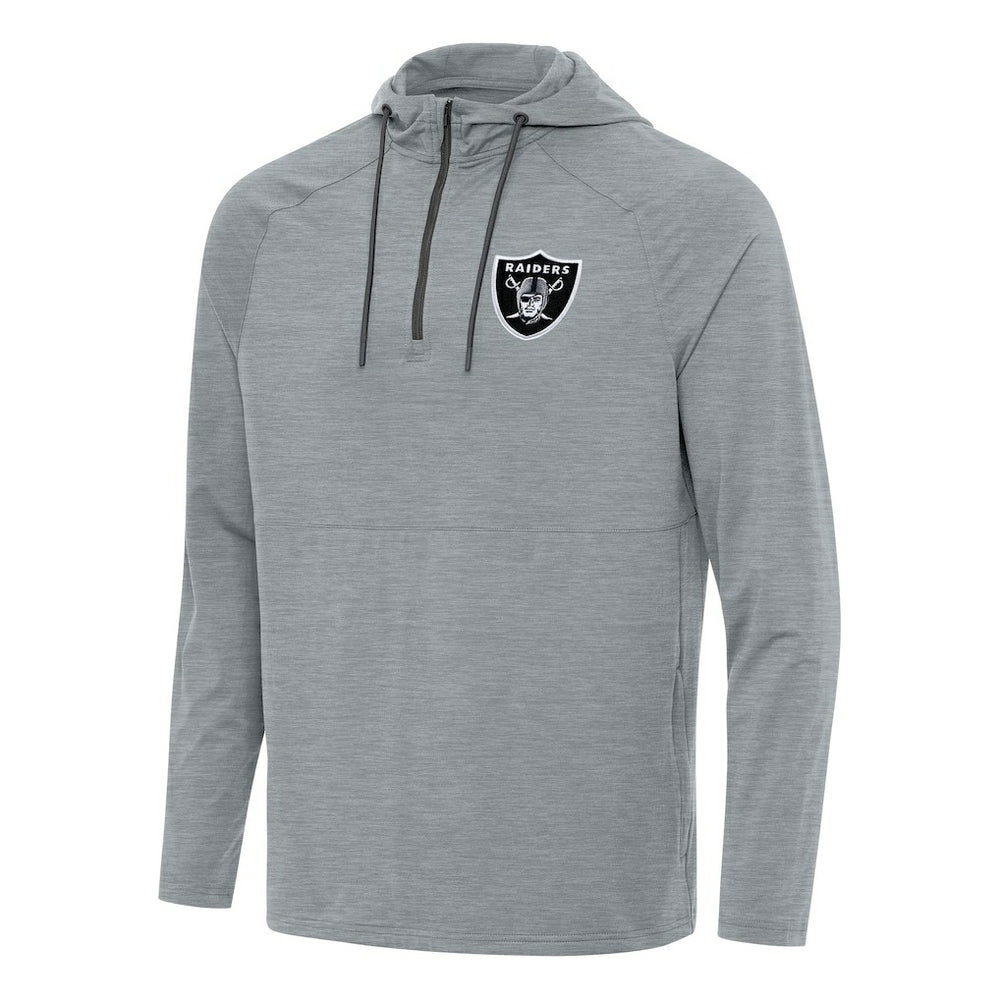 Las Vegas Raiders Antigua Spikes Quarter-Zip Pullover Hoodie - Heather Gray Hoodies