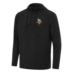 Minnesota Vikings Antigua Spikes Quarter-Zip Pullover Hoodie - Heather Black Hoodies