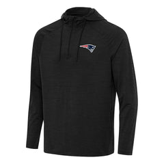 New England Patriots Antigua Spikes Quarter-Zip Pullover Hoodie - Heather Black Hoodies