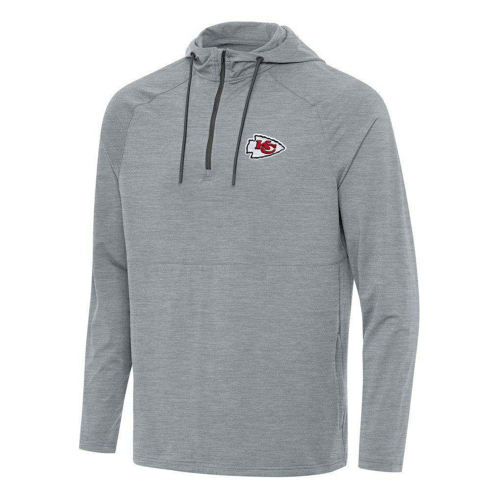 Kansas City Chiefs Antigua Spikes Quarter-Zip Pullover Hoodie - Heather Gray Hoodies