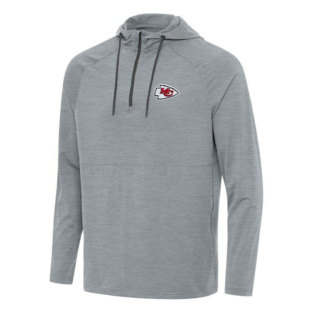 Kansas City Chiefs Antigua Spikes Quarter-Zip Pullover Hoodie - Heather Gray Hoodies