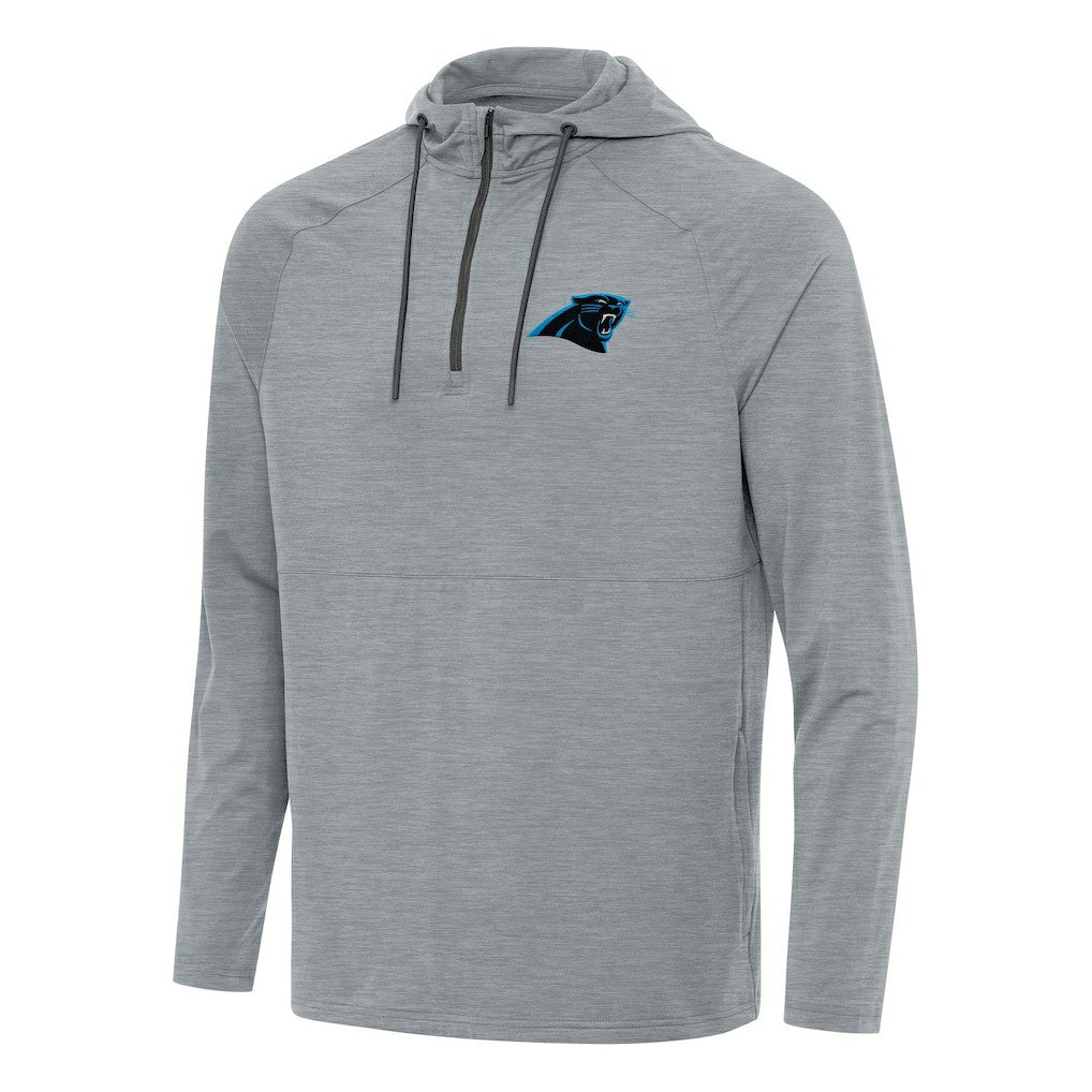 Carolina Panthers Antigua Spikes Quarter-Zip Pullover Hoodie - Heather Gray Hoodies