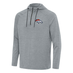 Denver Broncos Antigua Spikes Quarter-Zip Pullover Hoodie - Heather Gray Hoodies