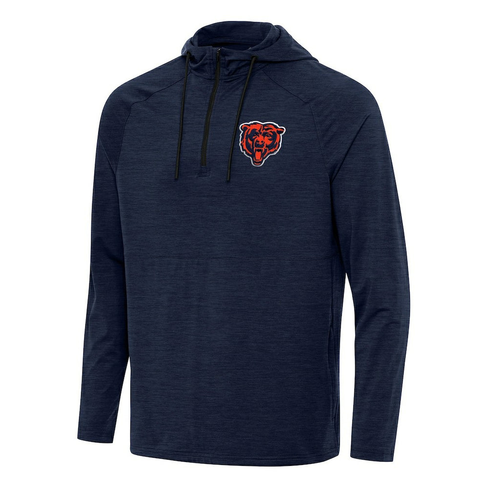 Chicago Bears Antigua Spikes Quarter-Zip Pullover Hoodie - Heather Navy Hoodies