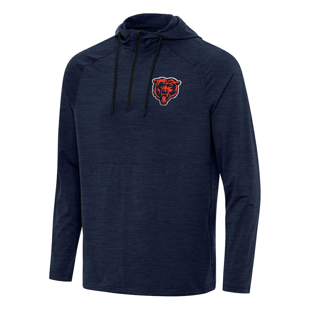 Chicago Bears Antigua Spikes Quarter-Zip Pullover Hoodie - Heather Navy Hoodies