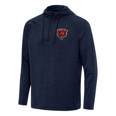 Chicago Bears Antigua Spikes Quarter-Zip Pullover Hoodie - Heather Navy Hoodies