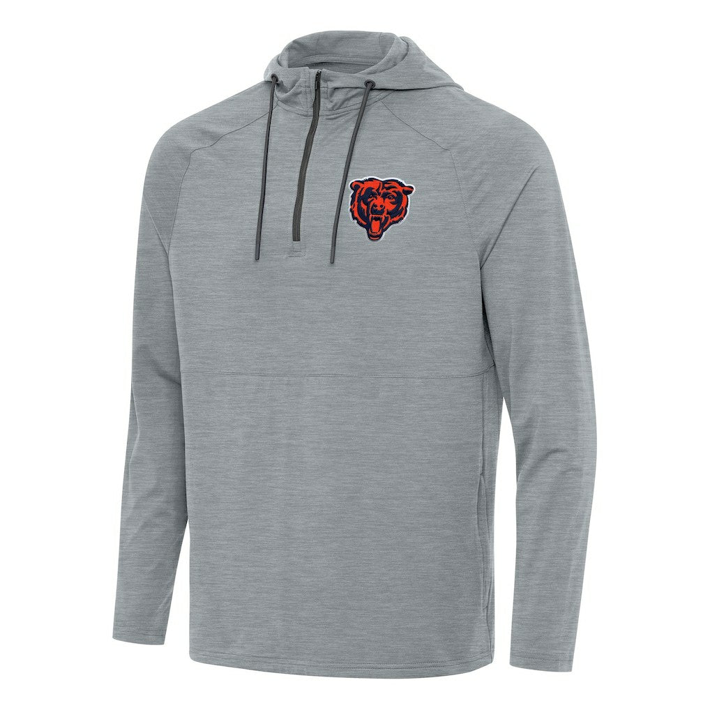 Chicago Bears Antigua Spikes Quarter-Zip Pullover Hoodie - Heather Gray Hoodies