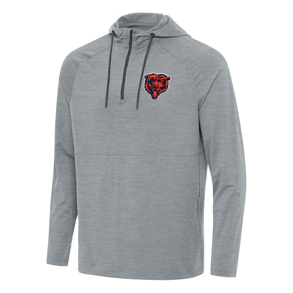 Chicago Bears Antigua Spikes Quarter-Zip Pullover Hoodie - Heather Gray Hoodies