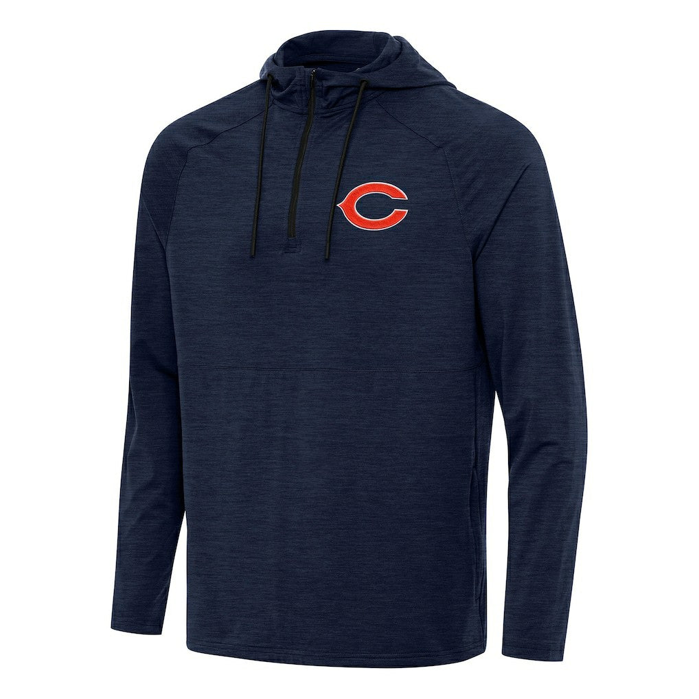 Chicago Bears Antigua Spikes Quarter-Zip Pullover Hoodie - Heather Navy Hoodies