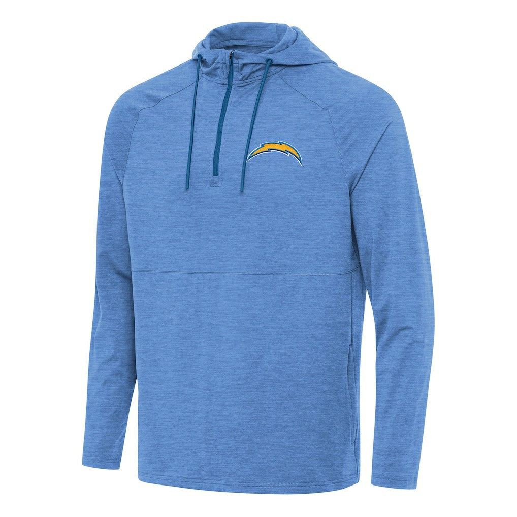 Los Angeles Chargers Antigua Spikes Quarter-Zip Pullover Hoodie - Heather Powder Blue Hoodies