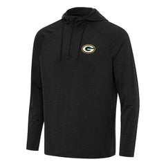 Green Bay Packers Antigua Spikes Quarter-Zip Pullover Hoodie - Heather Black Hoodies