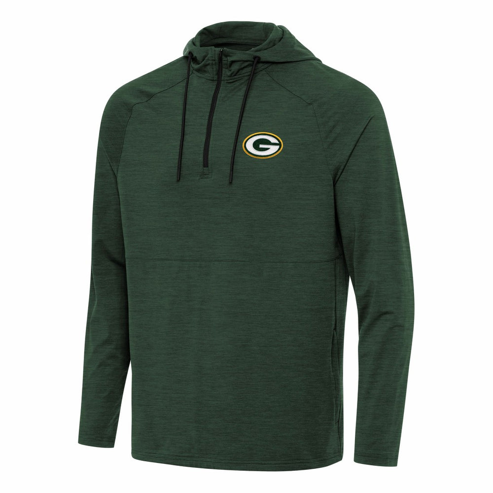 Green Bay Packers Antigua Spikes Quarter-Zip Pullover Hoodie - Hunter Green Hoodies