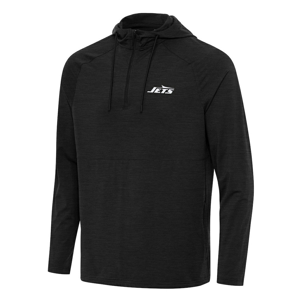 New York Jets Antigua Spikes Quarter-Zip Pullover Hoodie - Heather Black Hoodies