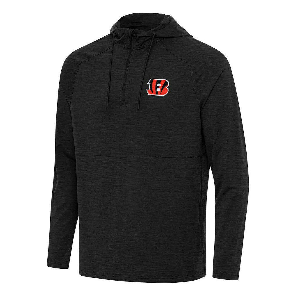 Cincinnati Bengals Antigua Spikes Quarter-Zip Pullover Hoodie - Heather Black Hoodies