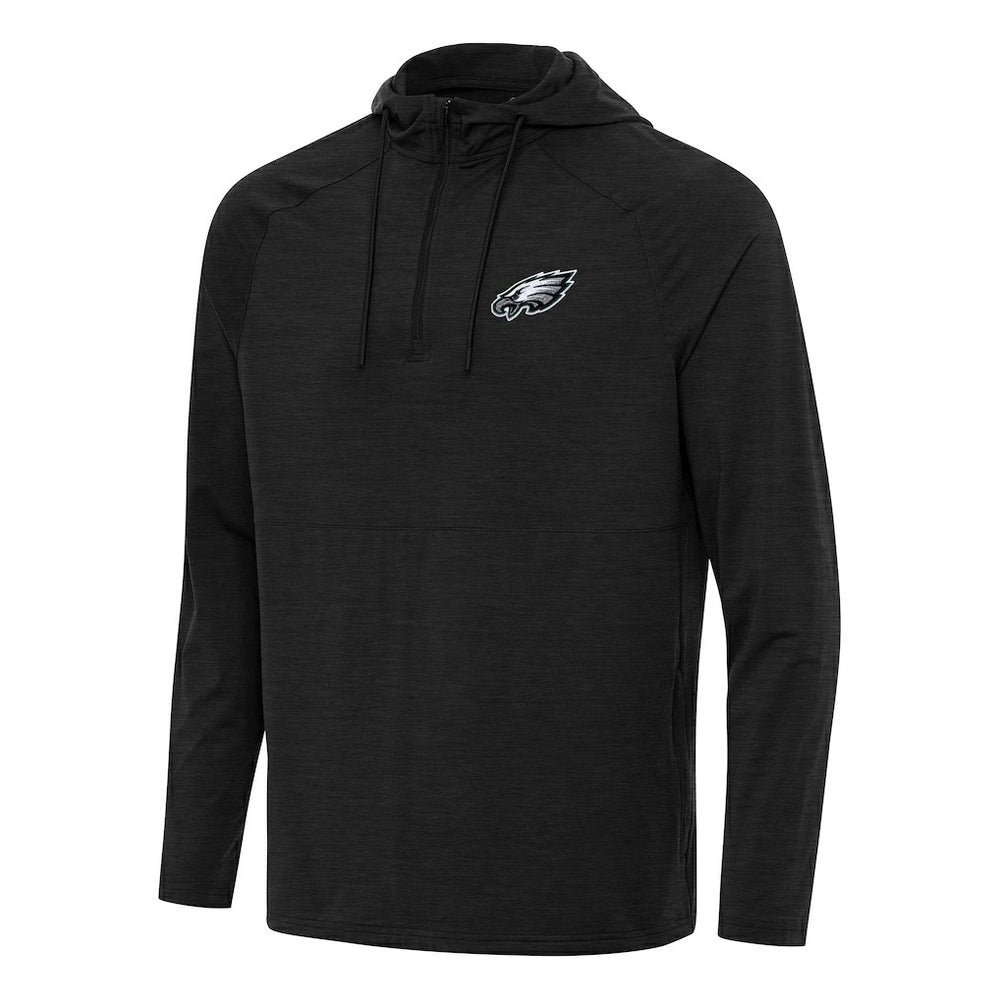 Philadelphia Eagles Antigua Spikes Quarter-Zip Pullover Hoodie - Heather Black Hoodies