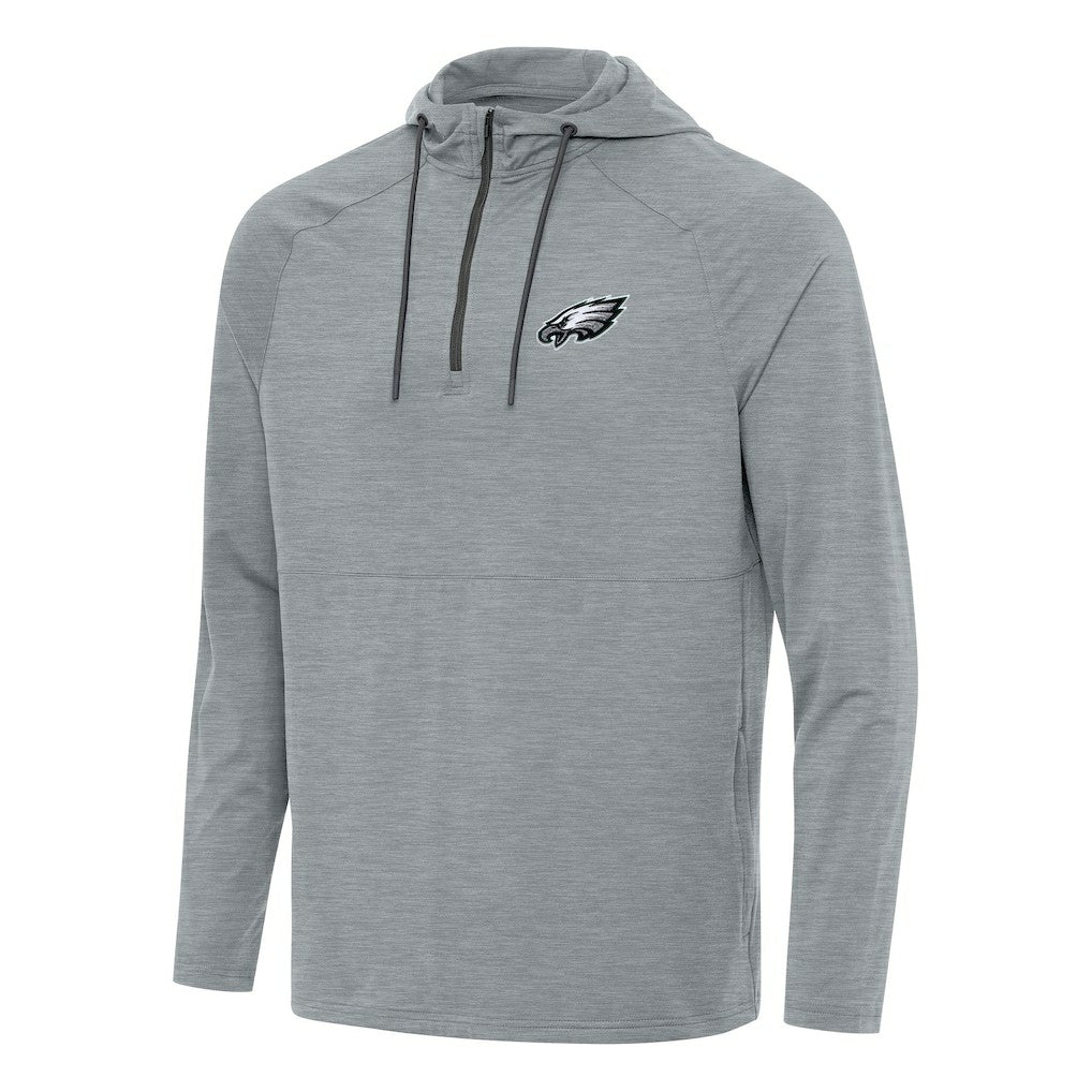 Philadelphia Eagles Antigua Spikes Quarter-Zip Pullover Hoodie - Heather Gray Hoodies
