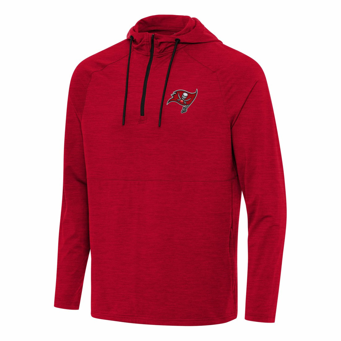 Tampa Bay Buccaneers Antigua Spikes Quarter-Zip Pullover Hoodie - Heather Red Hoodies
