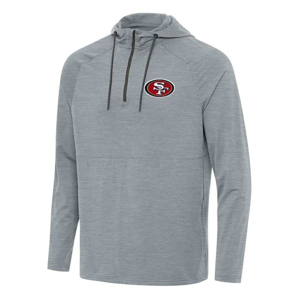 San Francisco 49ers Antigua Spikes Quarter-Zip Pullover Hoodie - Heather Gray Hoodies