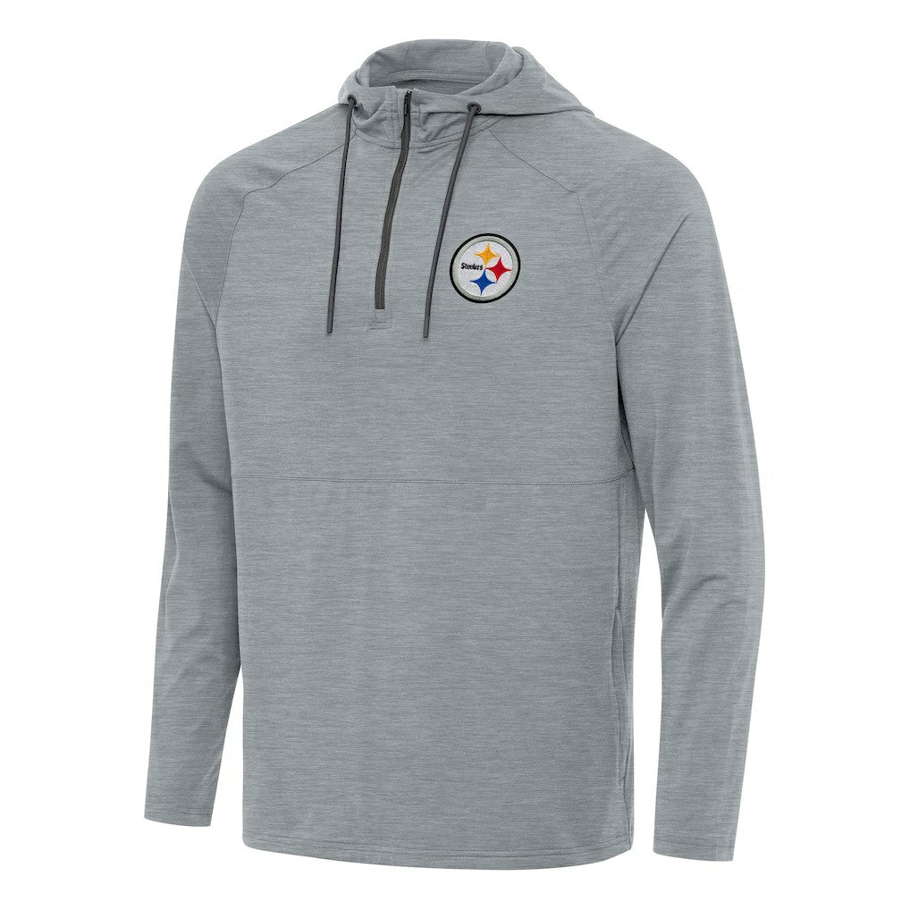 Pittsburgh Steelers Antigua Spikes Quarter-Zip Pullover Hoodie - Heather Gray Hoodies