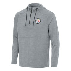 Pittsburgh Steelers Antigua Spikes Quarter-Zip Pullover Hoodie - Heather Gray Hoodies