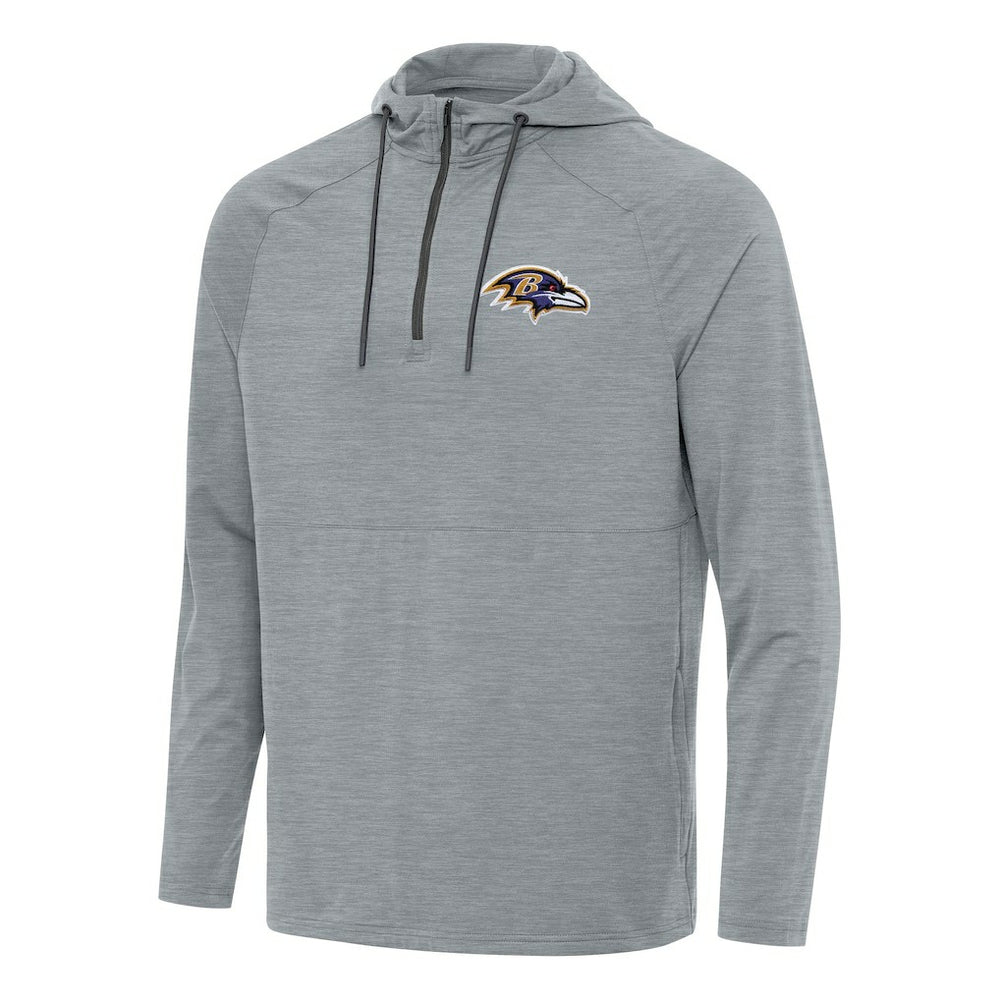 Baltimore Ravens Antigua Spikes Quarter-Zip Pullover Hoodie - Heather Gray Hoodies