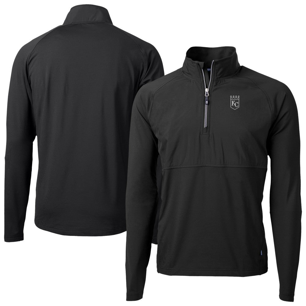 Kansas City Royals Cutter & Buck Adapt Eco Hybrid Raglan DryTec Quarter-Zip Jacket - Black Jackets
