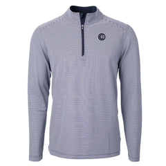 Chicago Cubs Cutter & Buck Virtue Eco Pique Micro Stripe Quarter-Zip Jacket - Navy Jackets
