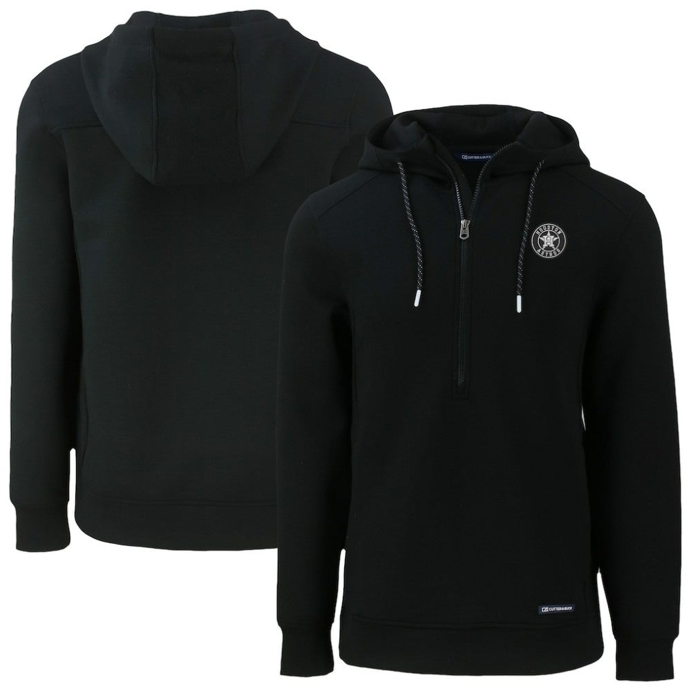 Houston Astros Cutter & Buck Roam Eco Recycled Half-Zip Pullover Hoodie - Black Hoodies