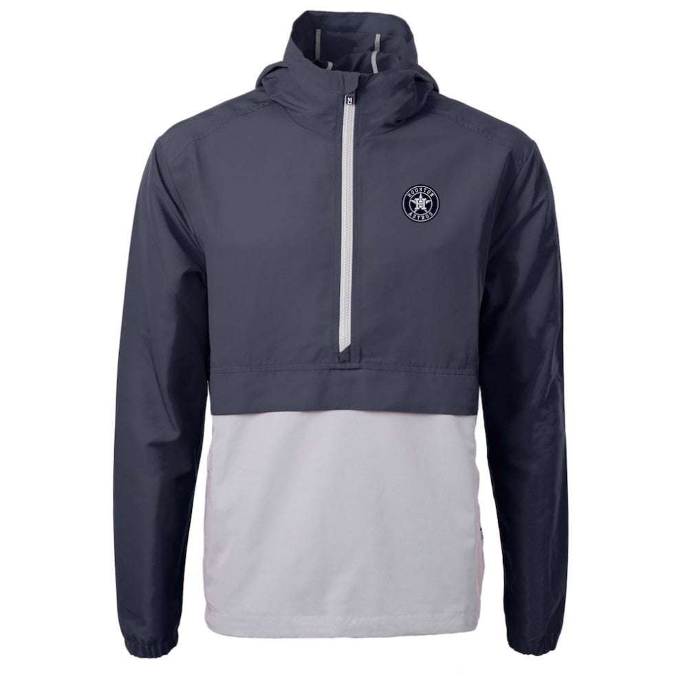Houston Astros Cutter & Buck Charter Eco Recycled Anorak Half-Zip Hoodie Jacket - Navy/Gray Jackets