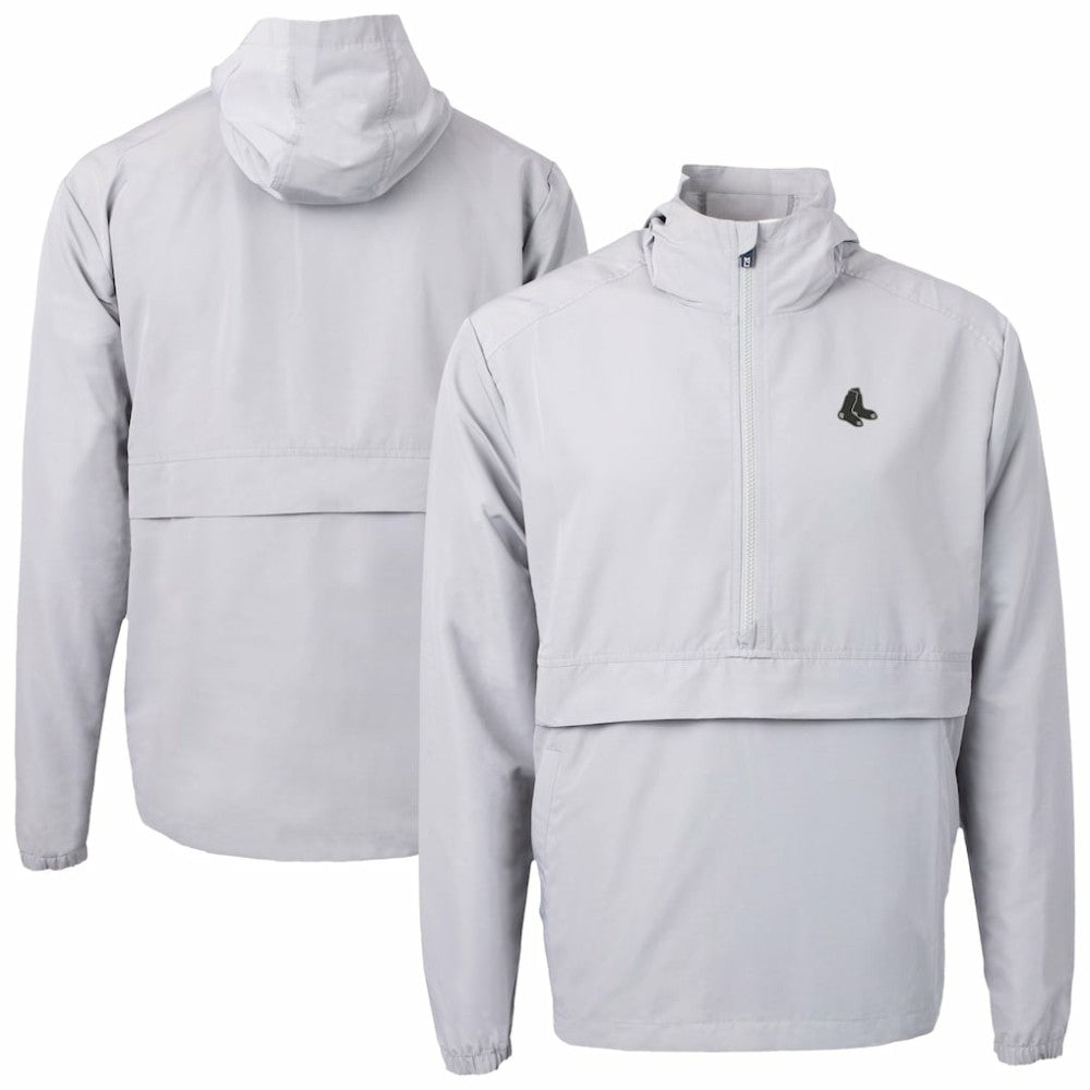Boston Red Sox Cutter & Buck Charter Eco Recycled Anorak Half-Zip Hoodie Jacket - Gray Jackets