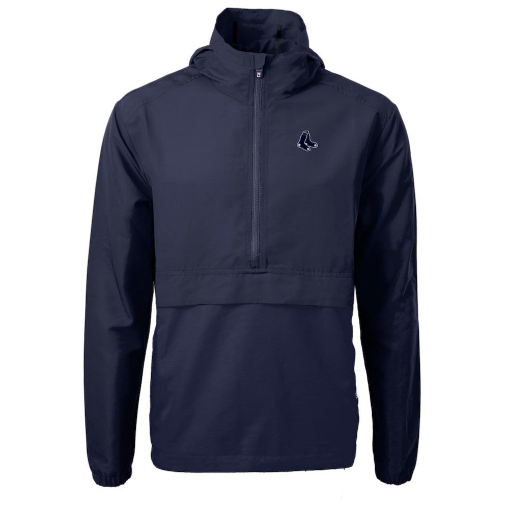 Boston Red Sox Cutter & Buck Charter Eco Recycled Anorak Half-Zip Hoodie Jacket - Navy Jackets