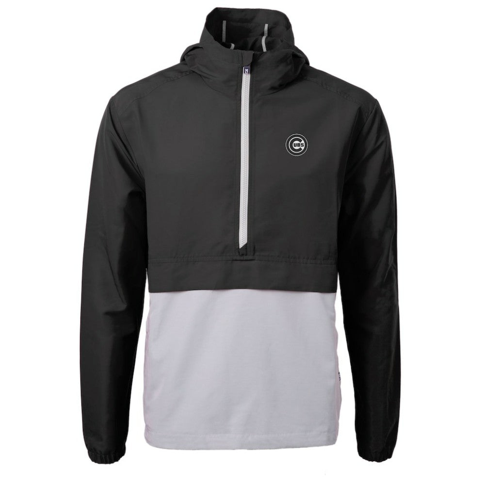 Chicago Cubs Cutter & Buck Charter Eco Recycled Anorak Half-Zip Hoodie Jacket - Black/Gray Jackets