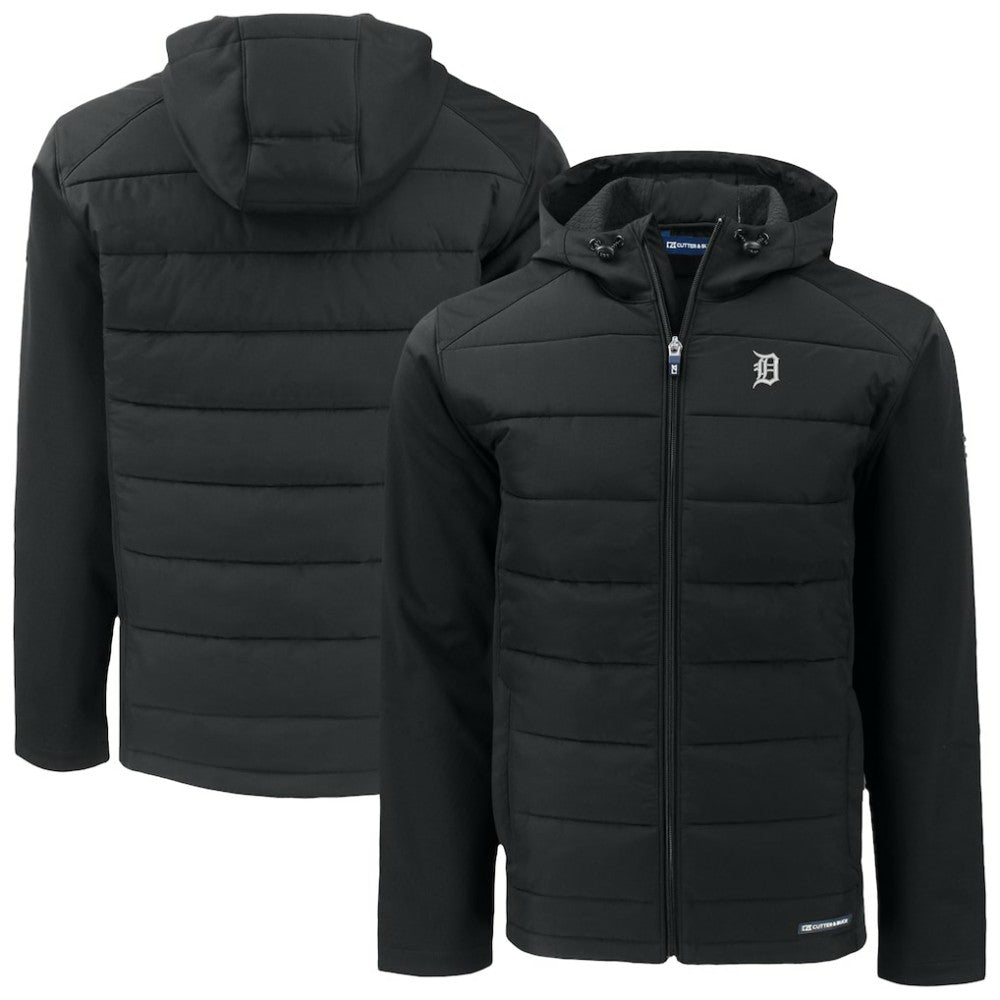 Detroit Tigers Cutter & Buck Evoke Hybrid Eco Softshell Recycled Full-Zip Jacket - Black Jackets