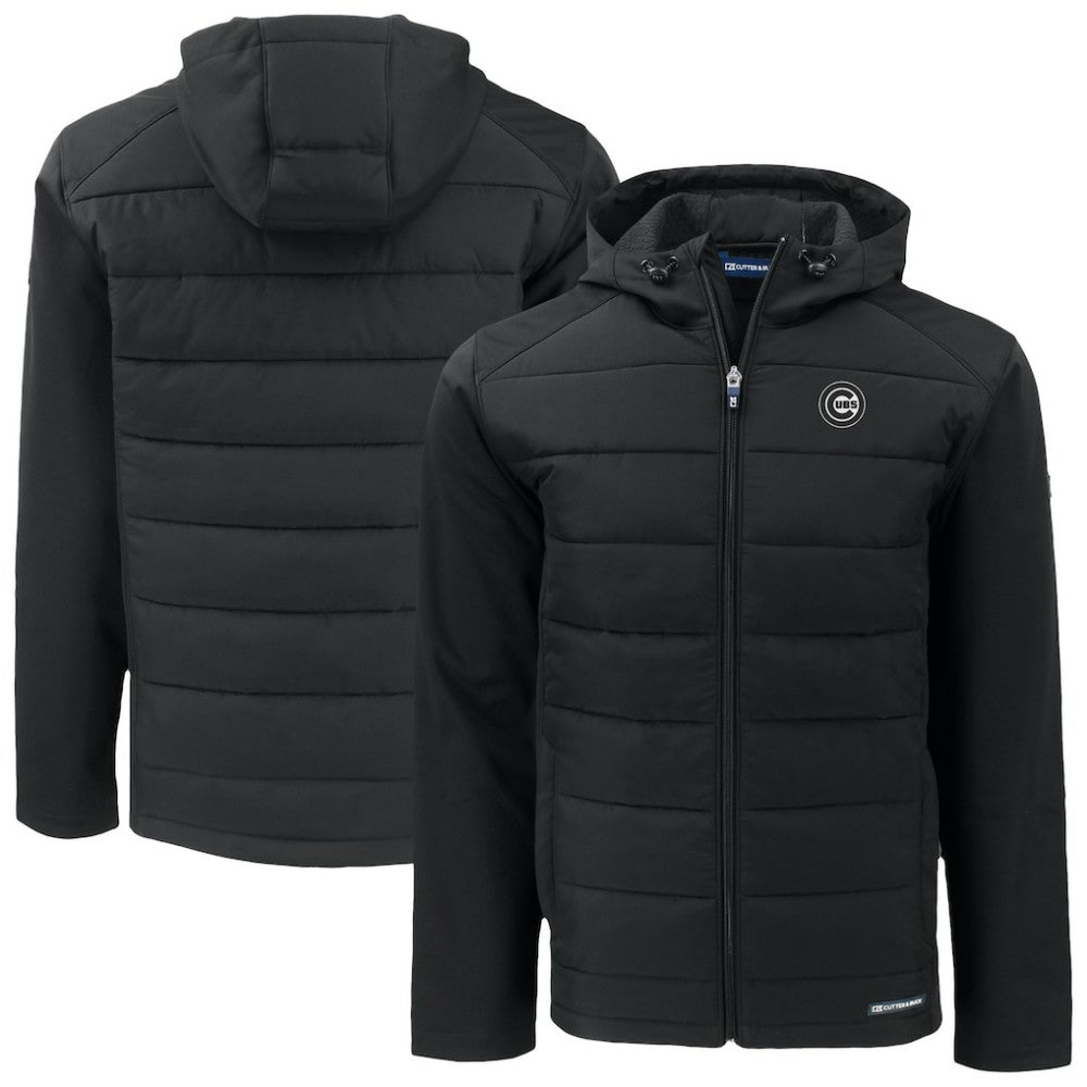 Chicago Cubs Cutter & Buck Evoke Hybrid Eco Softshell Recycled Full-Zip Jacket - Black Jackets
