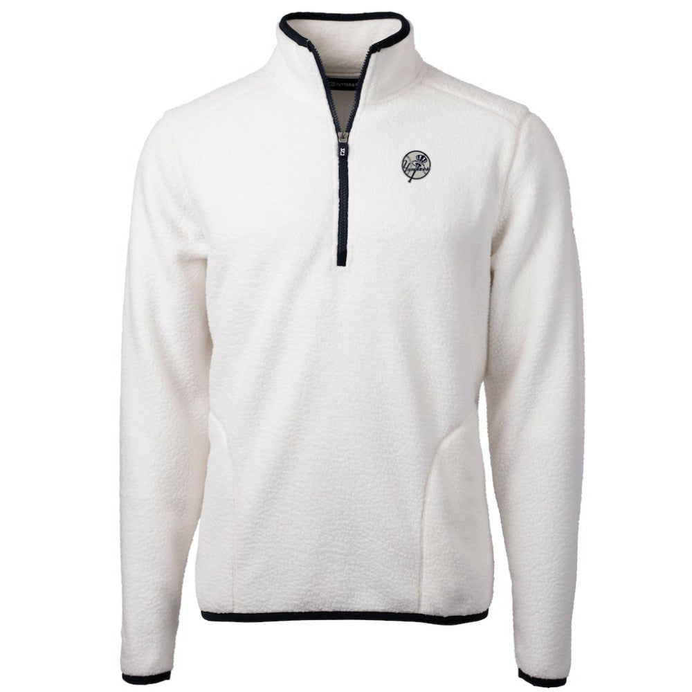 New York Yankees Cutter & Buck Cascade Eco Fleece Quarter-Zip Jacket - Oatmeal Jackets