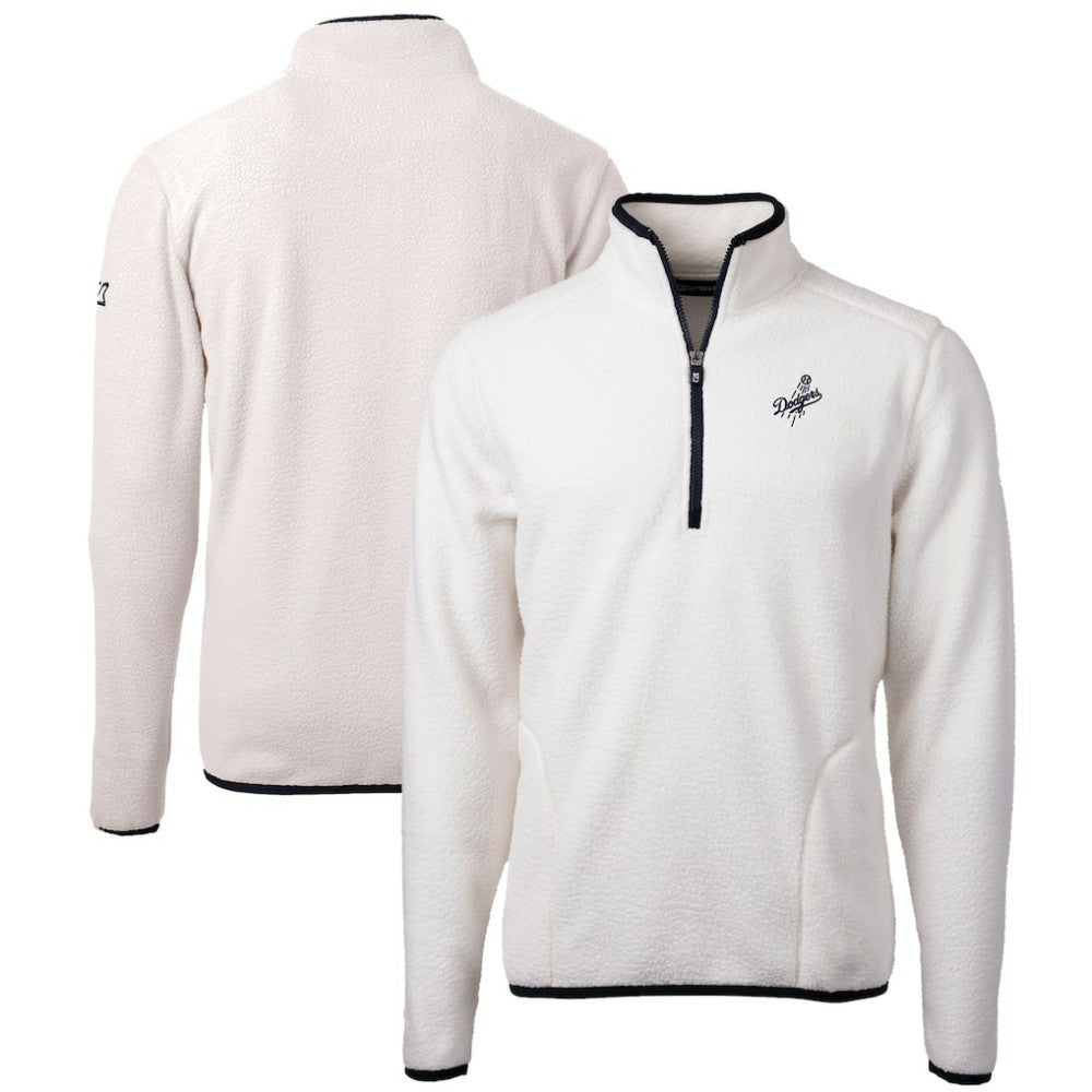 Los Angeles Dodgers Cutter & Buck Cascade Eco Fleece Quarter-Zip Jacket - Oatmeal Jackets