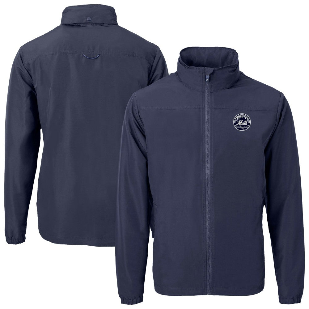 New York Mets Cutter & Buck Charter Eco Recycled Full-Zip Hoodie Jacket - Navy Jackets