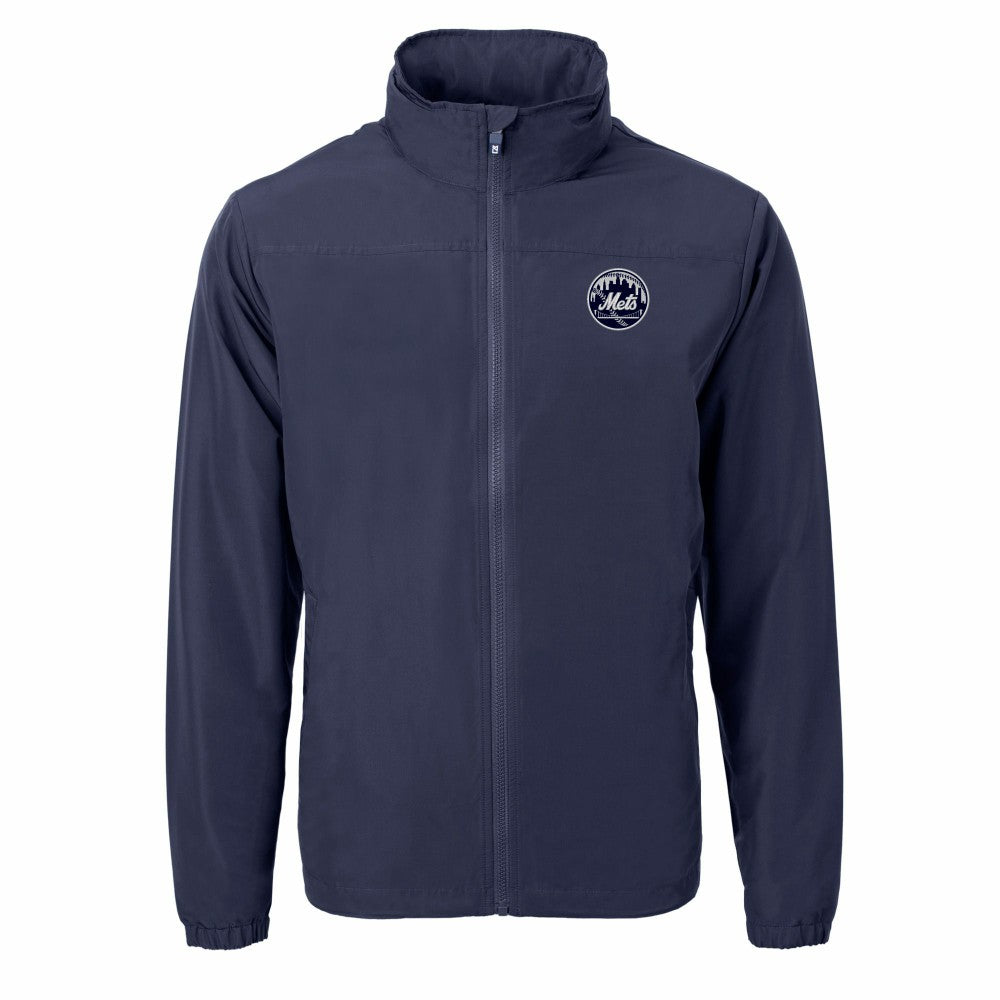 New York Mets Cutter & Buck Charter Eco Recycled Full-Zip Hoodie Jacket - Navy Jackets