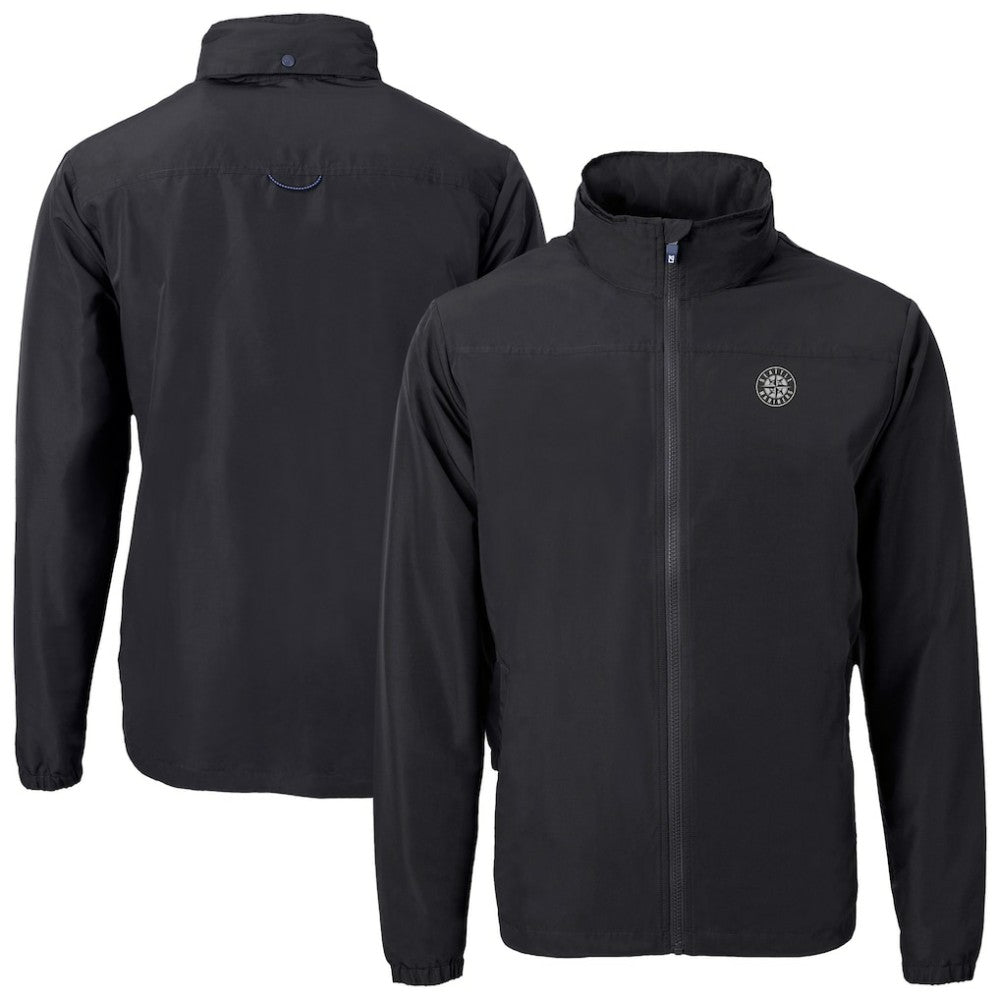 Seattle Mariners Cutter & Buck Charter Eco Recycled Full-Zip Hoodie Jacket - Black Jackets