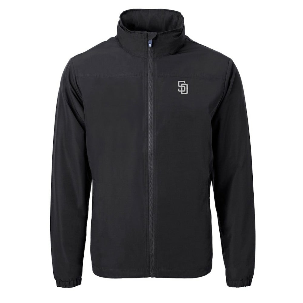 San Diego Padres Cutter & Buck Charter Eco Recycled Full-Zip Hoodie Jacket - Black Jackets