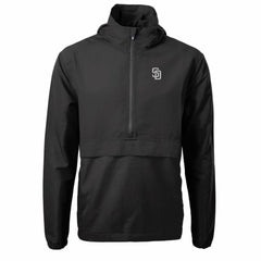 San Diego Padres Cutter & Buck Charter Eco Recycled Anorak Half-Zip Hoodie Jacket - Black Jackets